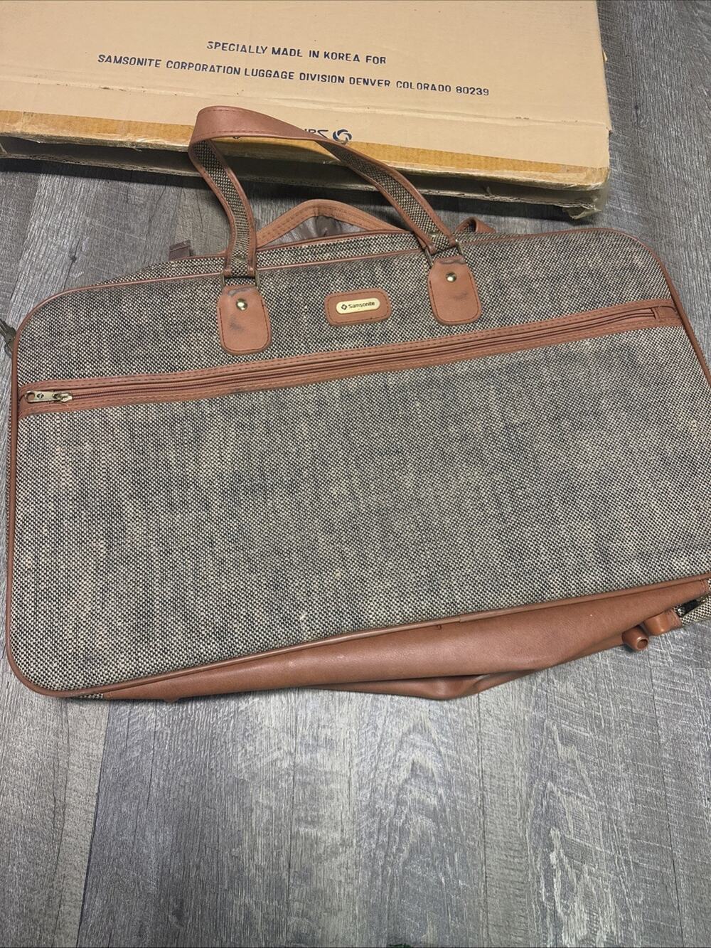 Vintage Samsonite Tweed Suitcase Special Collection Luggage Travel Case